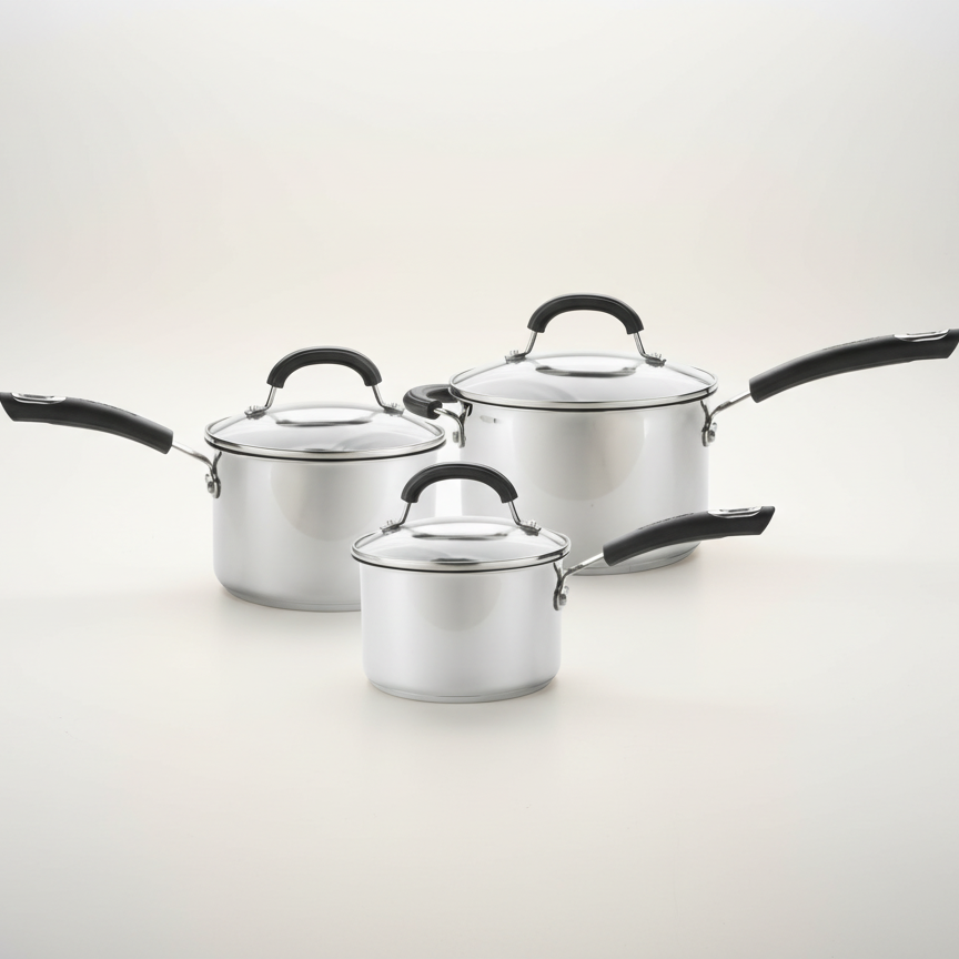 Stainless Steel Non-Stick Induction Saucepan Set (3-Piece)