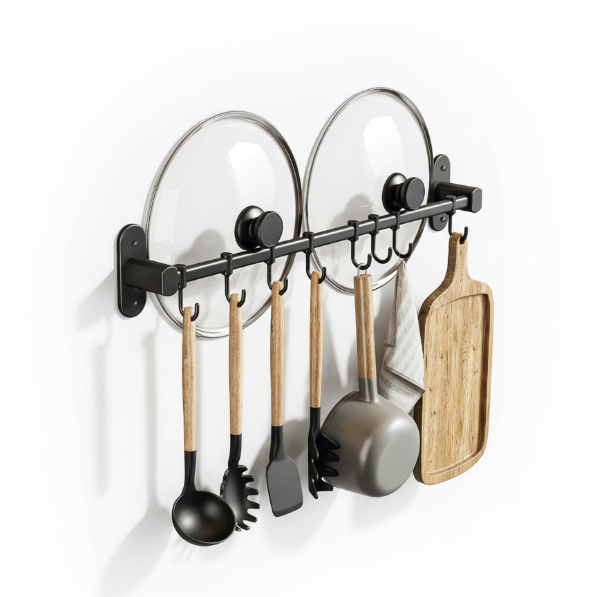 Steel Floating Shelf for Kitchen Utensils