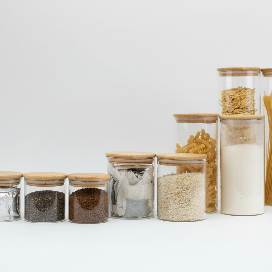 Glass Food Storage Container Set with Bamboo Lids