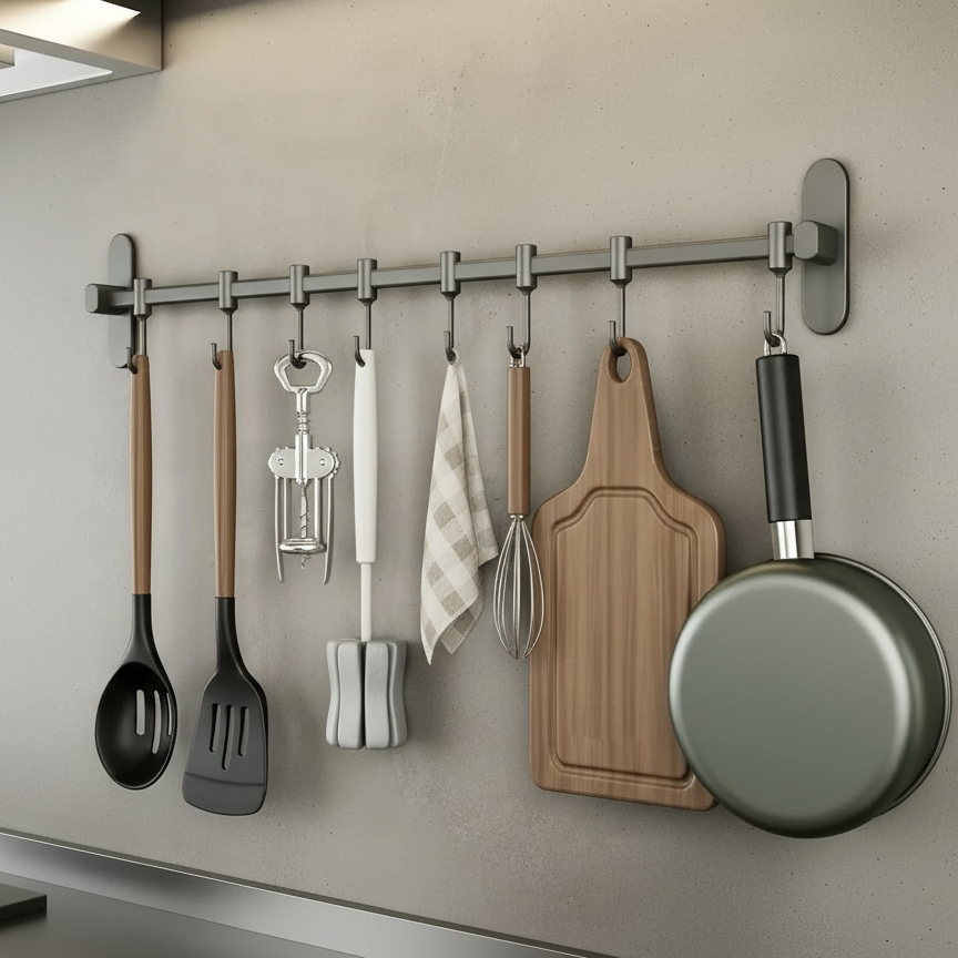 Steel Floating Shelf for Kitchen Utensils