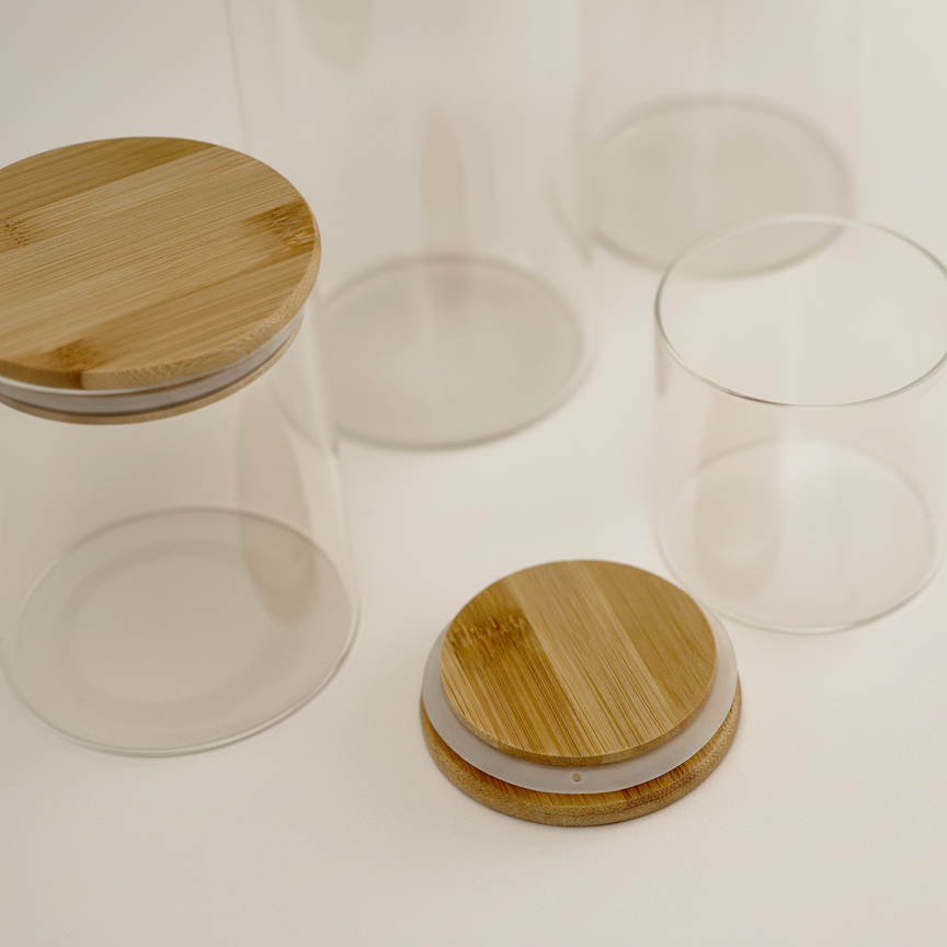 Glass Food Storage Container Set with Bamboo Lids