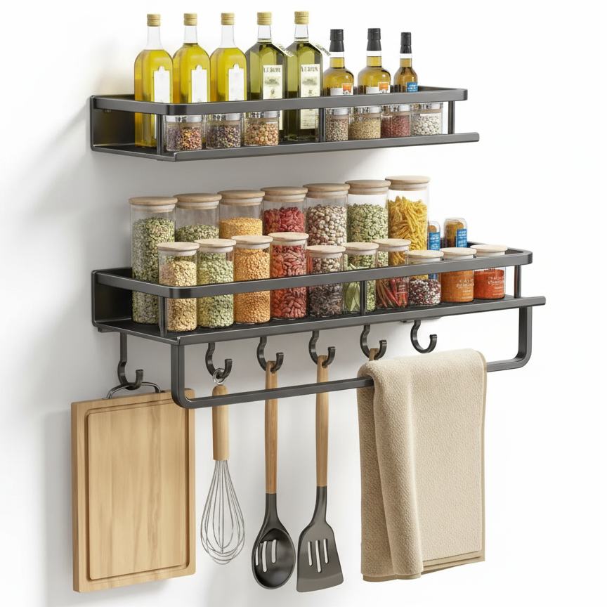 Metal Floating Wall Shelf for Kitchen Storage